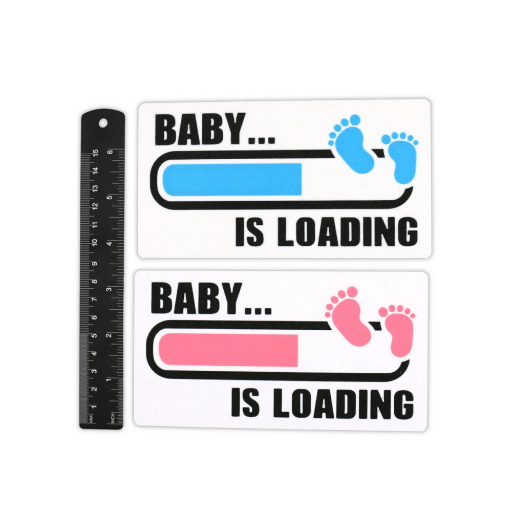 Schild "Baby Is Loading" in Rosa und Blau