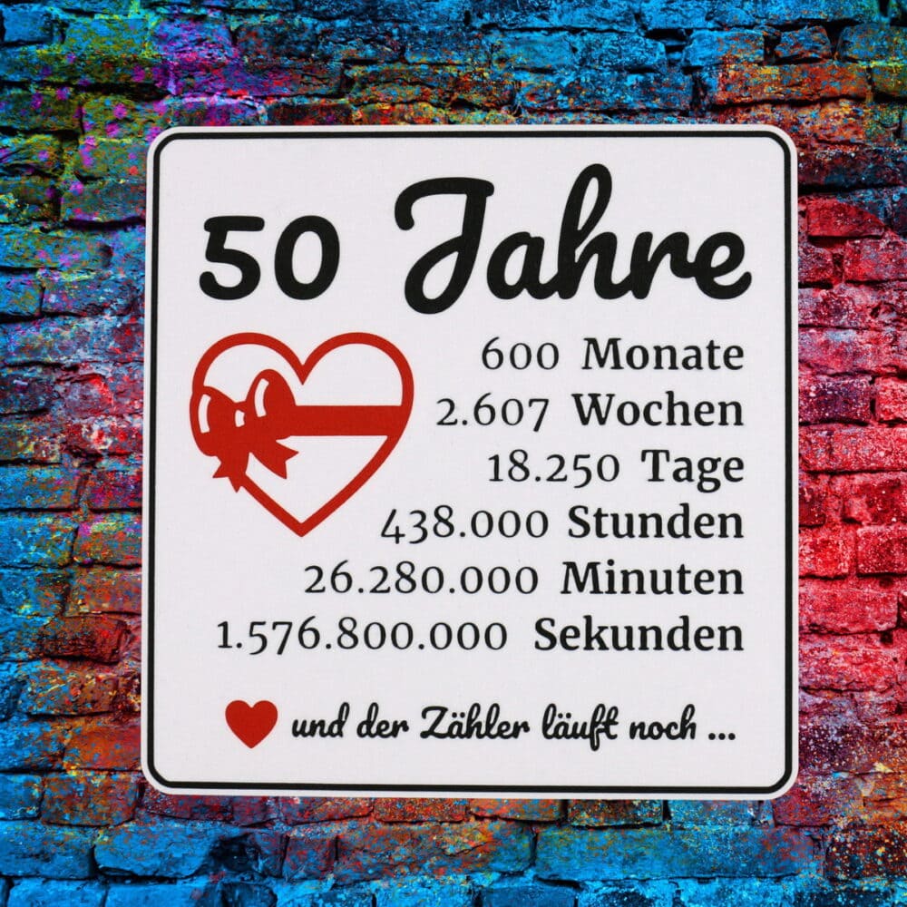 50 Jahre Schild mit Zeitzahlen