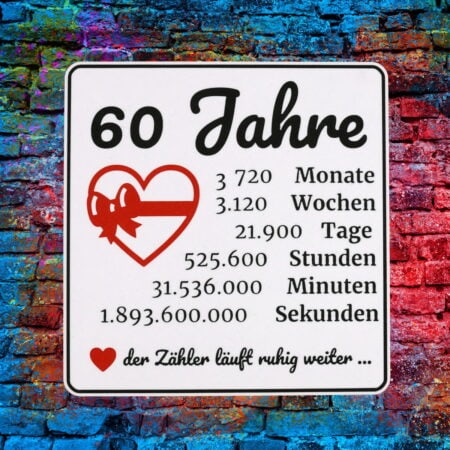 60 Jahre Schild mit Zeitzahlen