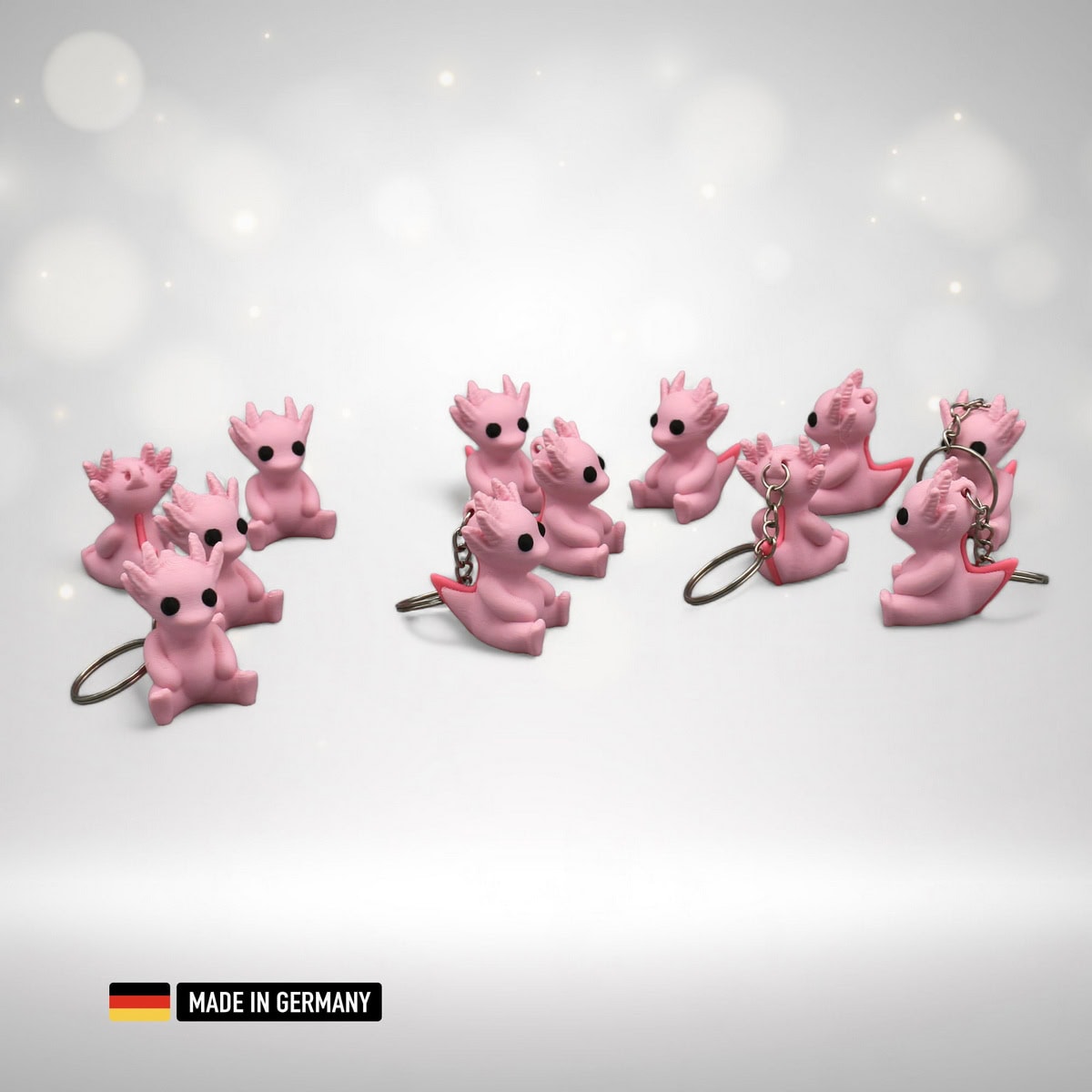 Axolotl Sitzend Skulptur Schlüsselanhänger