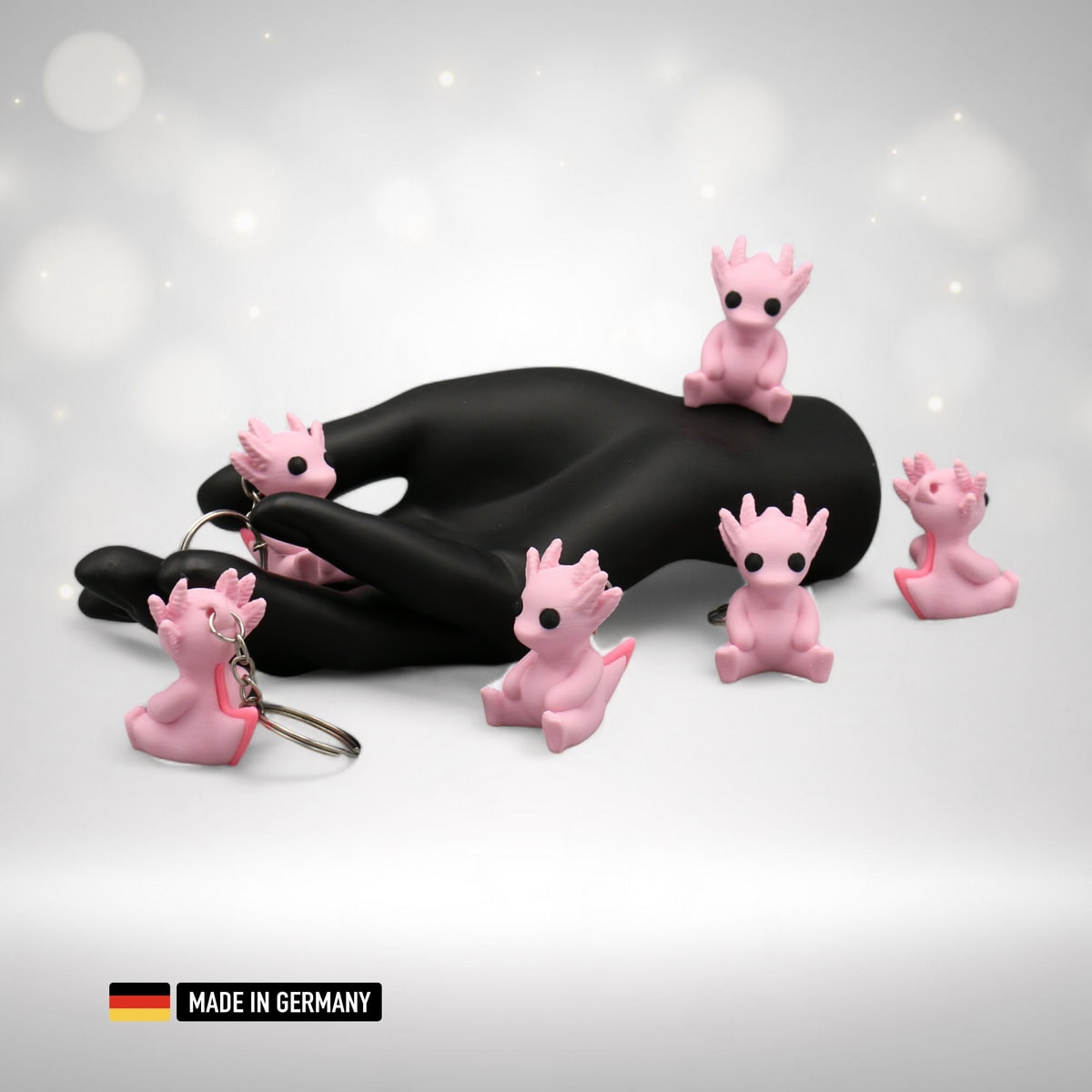 Axolotl Sitzend Skulptur Schlüsselanhänger