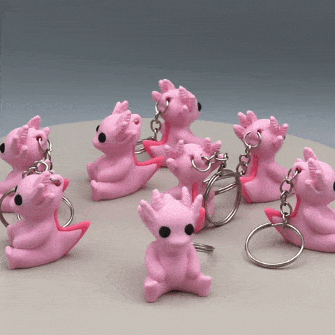 Axolotl Sitzend Skulptur Schlüsselanhänger