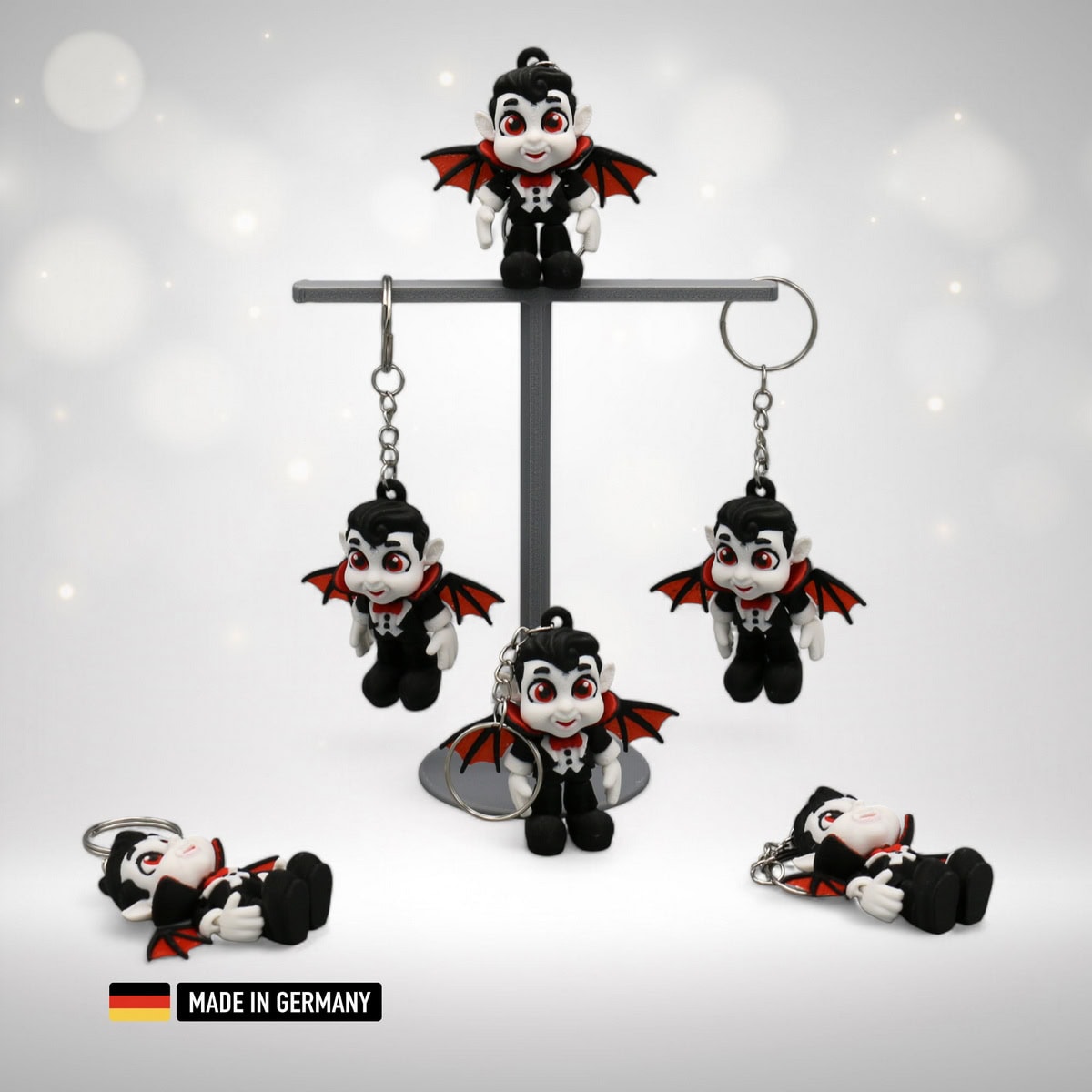 vampir schlüsselanhänger mehrfarbig mit kette und schlüsselring
