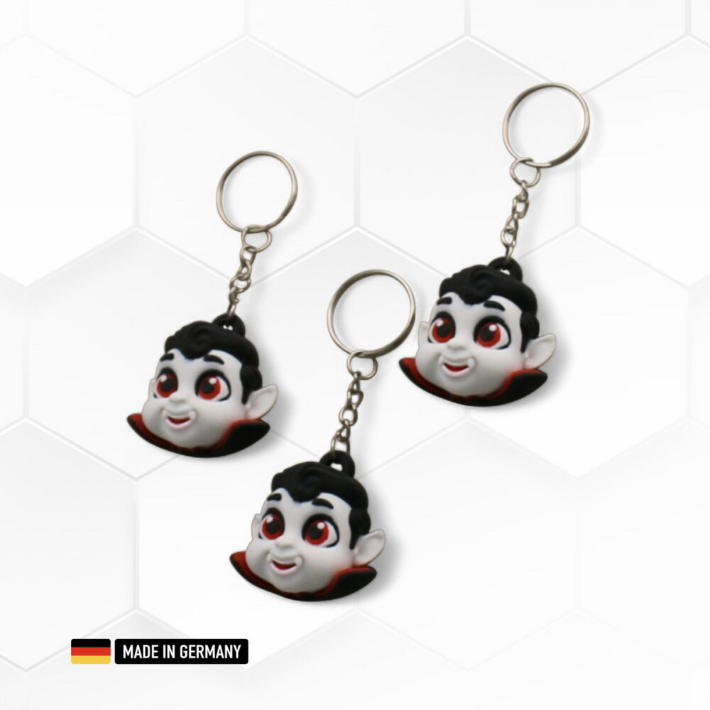 dracula kopf schlüsselanhänger mehrfarbig vampir mit kette und schlüsselring