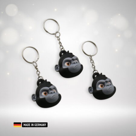 gorilla schlüsselanhänger kopf mehrfarbig mit kette und schlüsselring