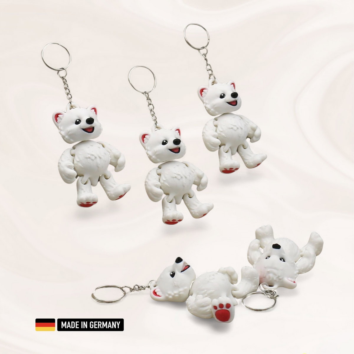polarbär baby schlüsselanhänger figur / eisbär mehrfarbig mit kette und schlüsselring