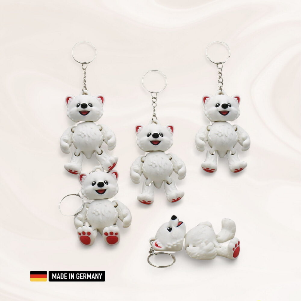 polarbär baby schlüsselanhänger figur / eisbär mehrfarbig mit kette und schlüsselring