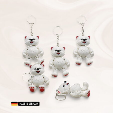 polarbär baby schlüsselanhänger figur / eisbär mehrfarbig mit kette und schlüsselring