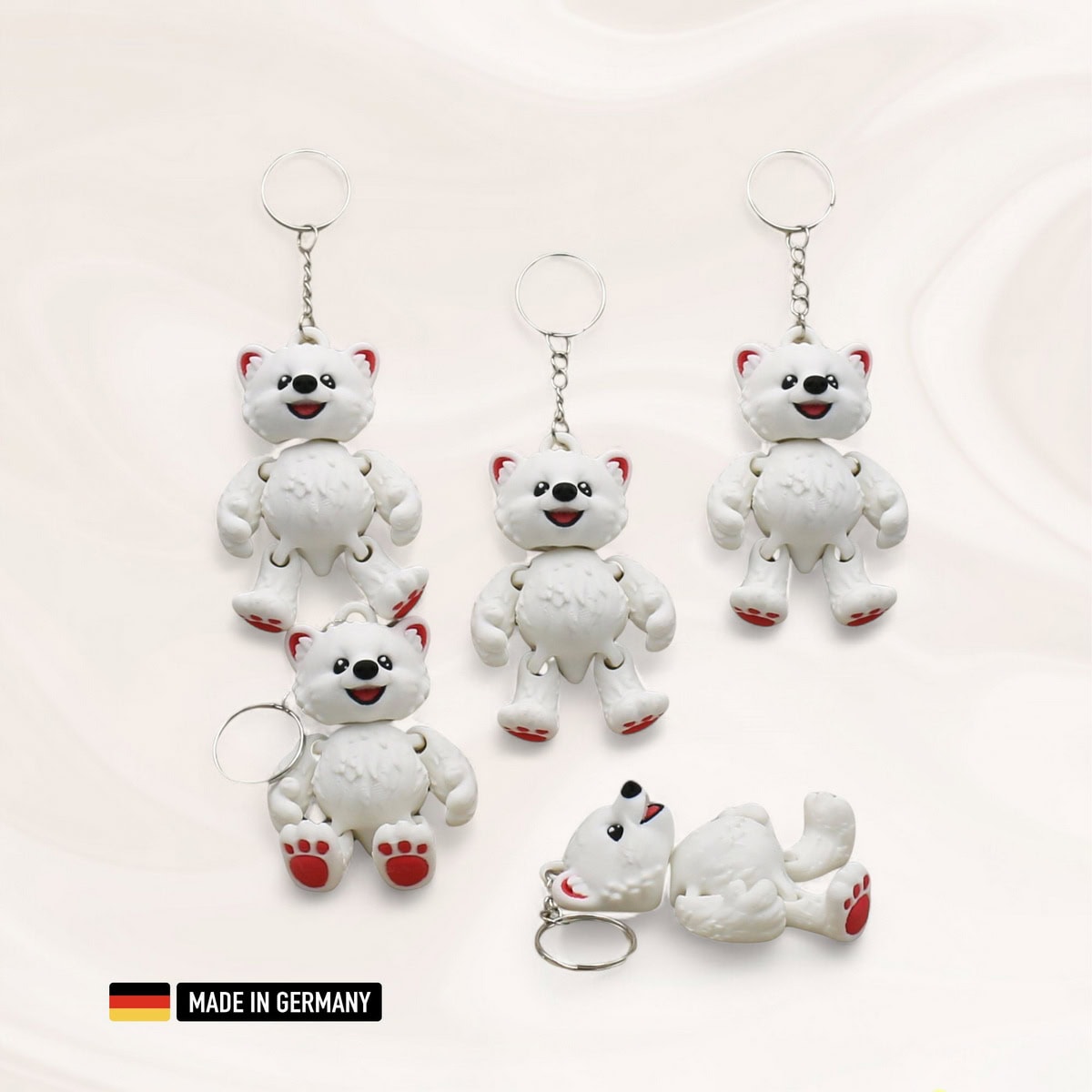 polarbär baby schlüsselanhänger figur / eisbär mehrfarbig mit kette und schlüsselring