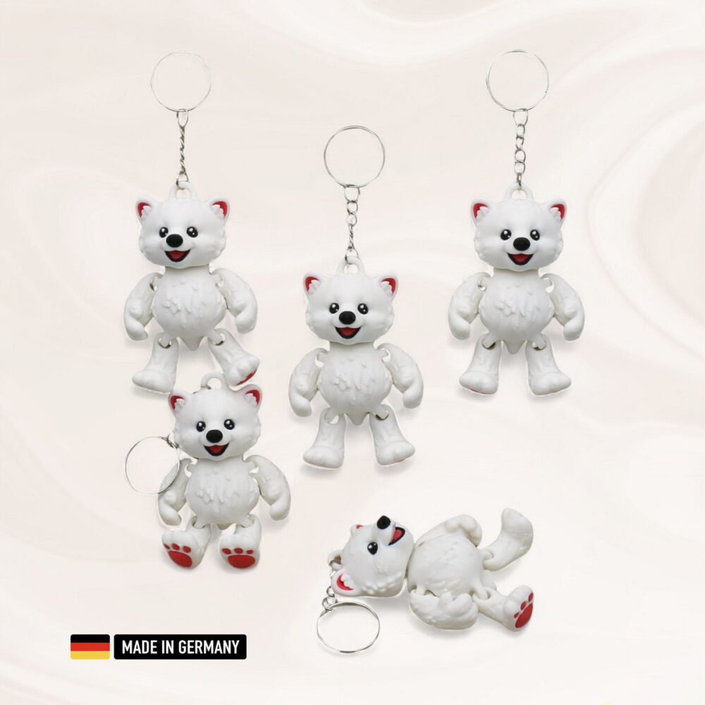 polarbär baby schlüsselanhänger figur / eisbär mehrfarbig mit kette und schlüsselring