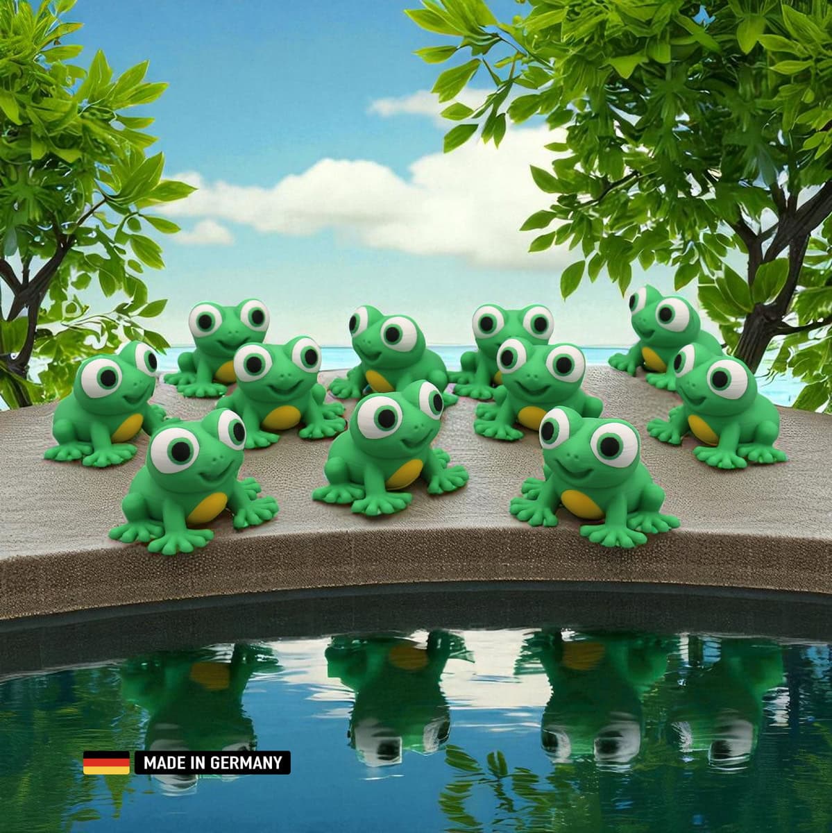 grüner frosch mit großen kulleraugen dekoration figur