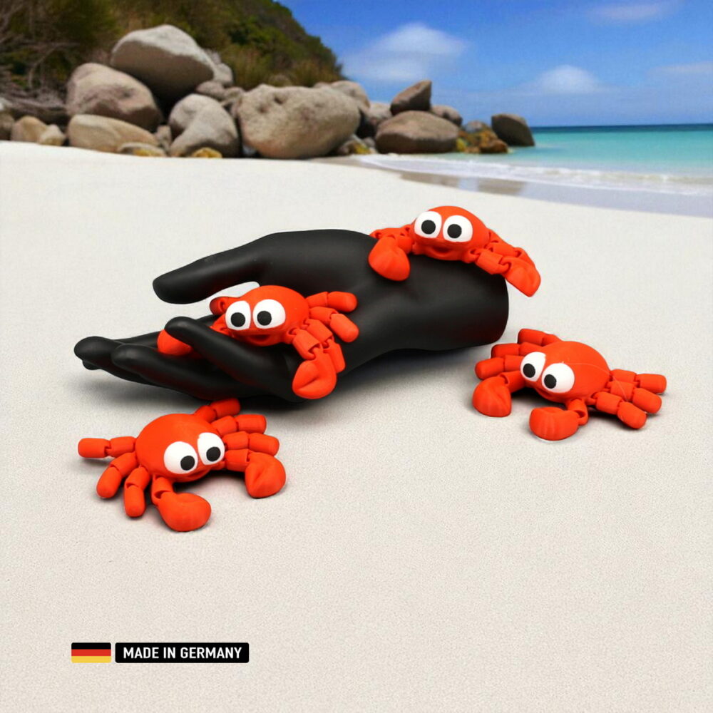 rote krabbe figur mit beweglichen gliedern, mehrfarbig, dekoration