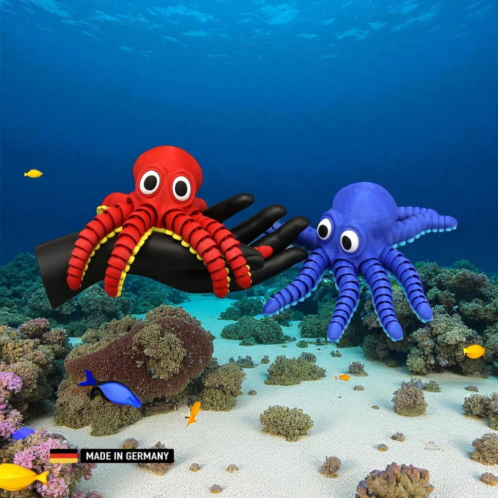 oktopus figur mit beweglichen tentakeln – rot oder blau – hochwertige meeresdeko