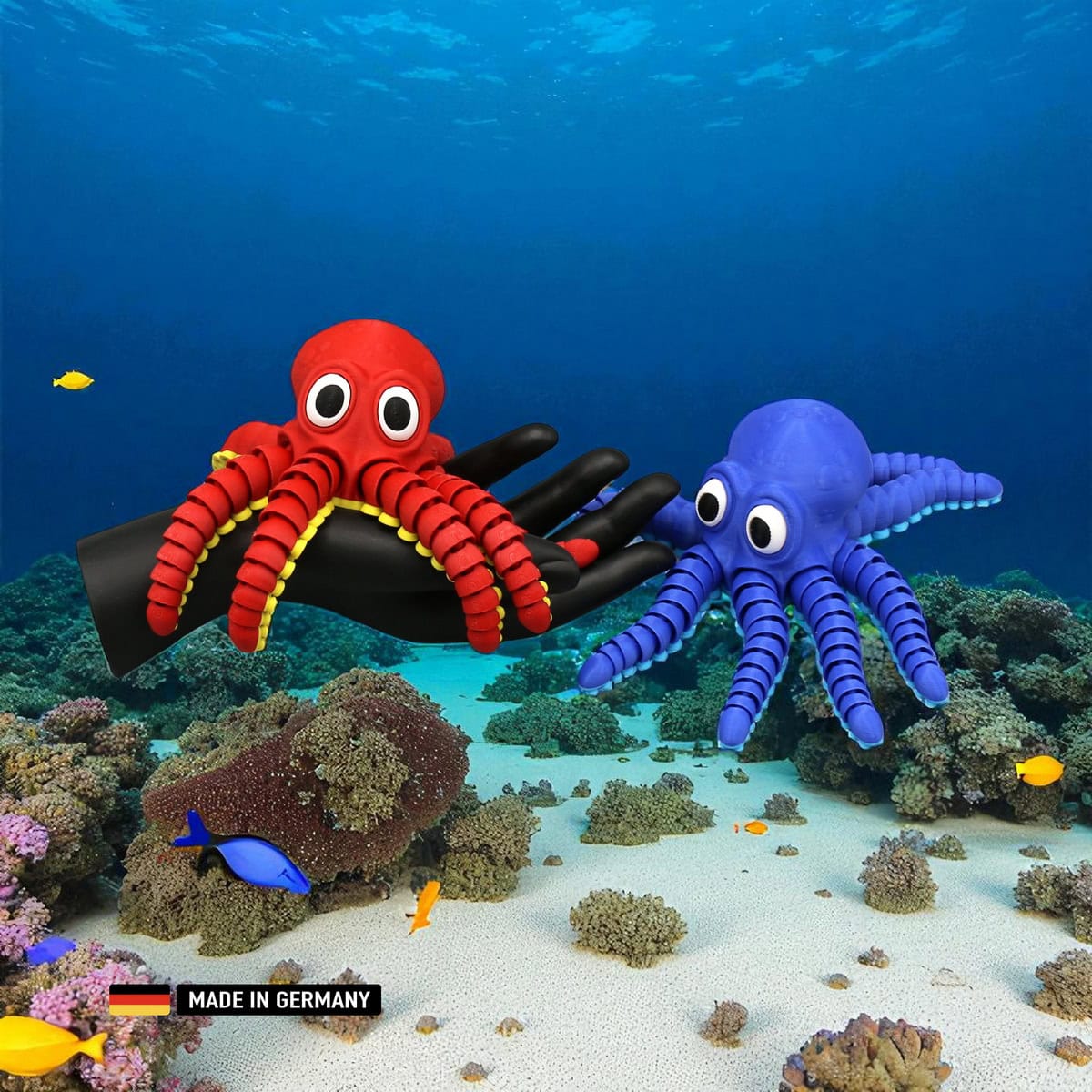 oktopus figur mit beweglichen tentakeln – rot oder blau – hochwertige meeresdeko