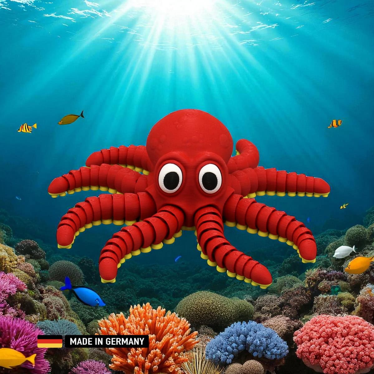 oktopus figur mit beweglichen tentakeln – rot oder blau – hochwertige meeresdeko