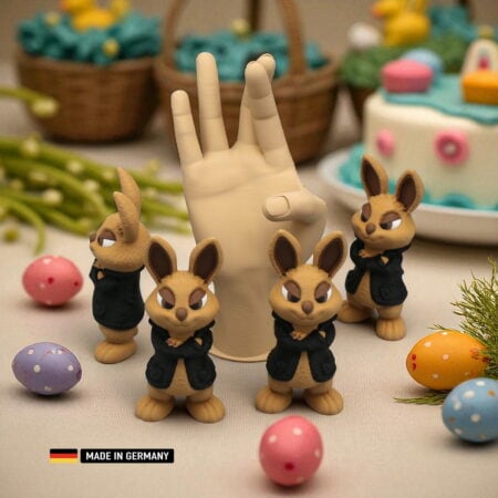 cooler hase mit schwarzer jacke witzige dekorations figur