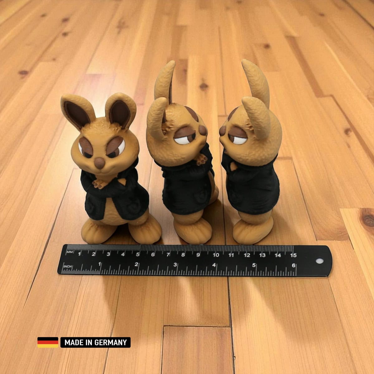 cooler hase mit schwarzer jacke witzige dekorations figur