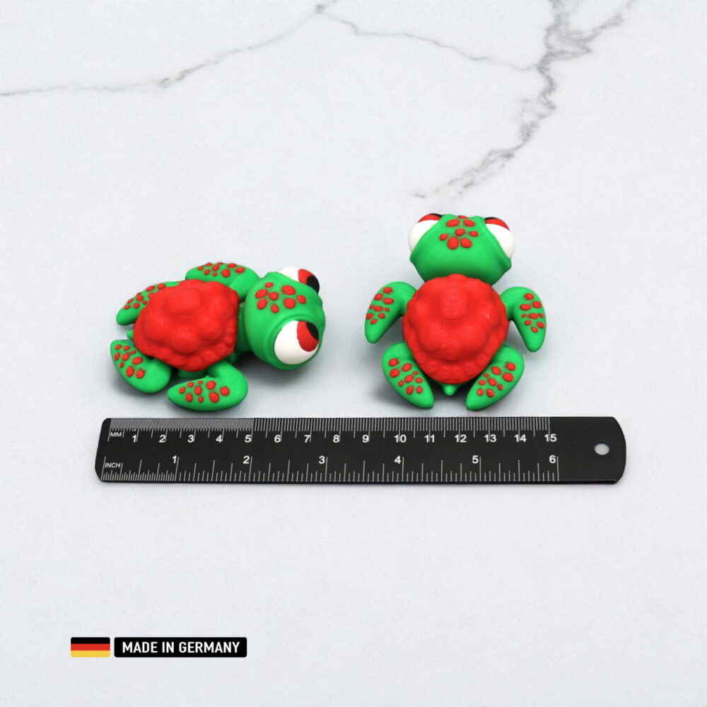 mini schildkrötenfigur mit großen augen, bewegliche gelenke bunte figur dekoration