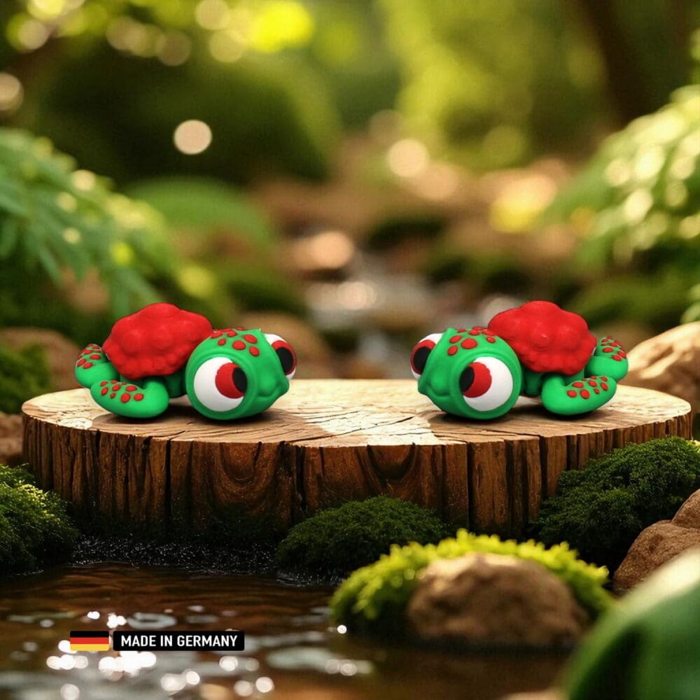mini schildkrötenfigur mit großen augen, bewegliche gelenke bunte figur dekoration
