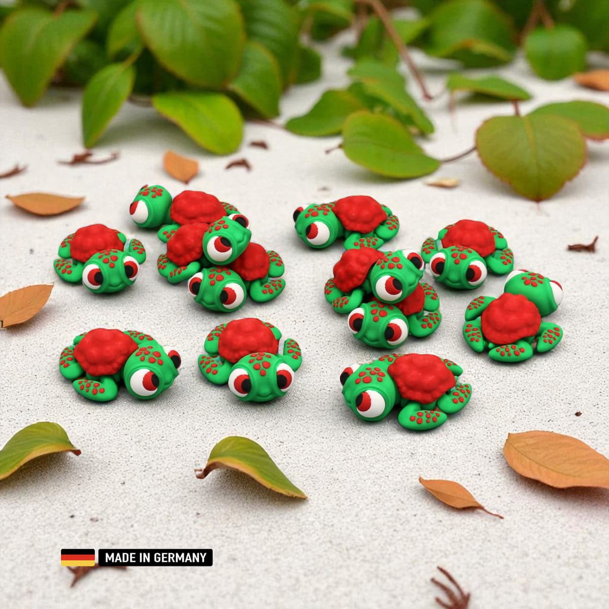 mini schildkrötenfigur mit großen augen, bewegliche gelenke bunte figur dekoration