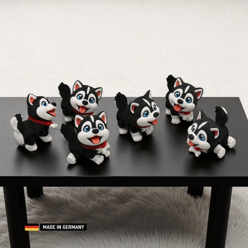 husky welpe figur baby, mehrfarbig mit beweglichen gliedern, dekoration