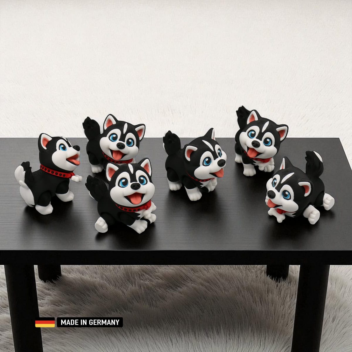 husky welpe figur baby, mehrfarbig mit beweglichen gliedern, dekoration