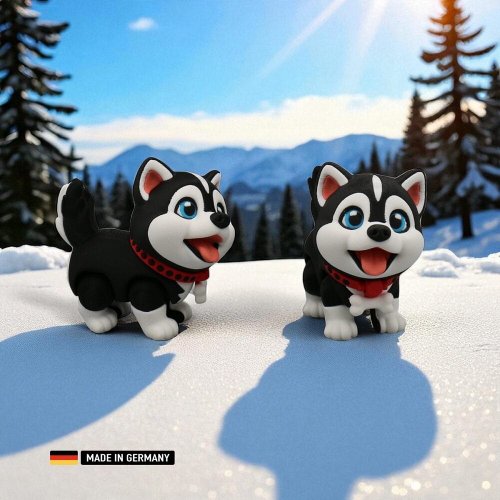 husky welpe figur baby, mehrfarbig mit beweglichen gliedern, dekoration