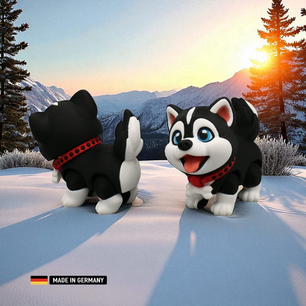 husky welpe figur baby, mehrfarbig mit beweglichen gliedern, dekoration