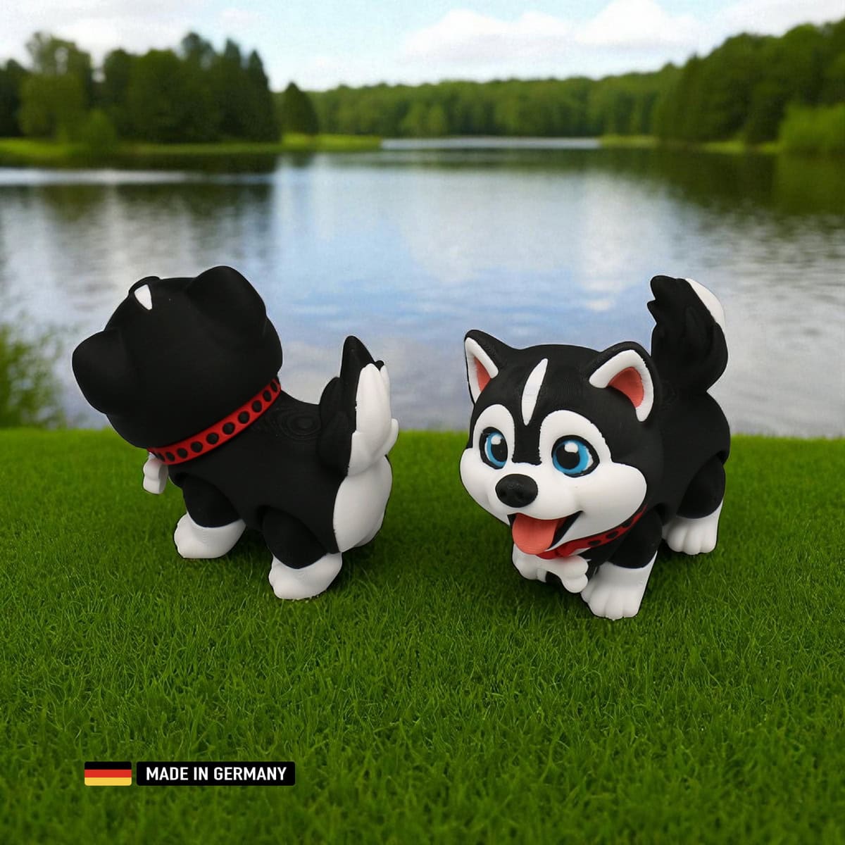 husky welpe figur baby, mehrfarbig mit beweglichen gliedern, dekoration