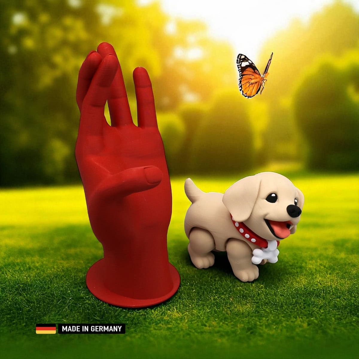 labrador welpe figur, mehrfarbig mit beweglichen gliedern, dekoration