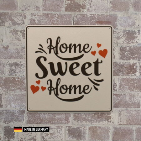 schild: home sweet home / dekoration kunststoff 150 x 150 x 2mm