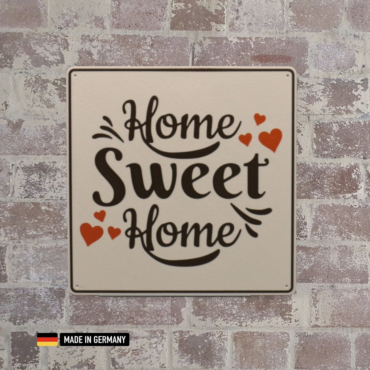 schild: home sweet home / dekoration kunststoff 150 x 150 x 2mm