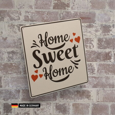 schild: home sweet home / dekoration kunststoff 150 x 150 x 2mm