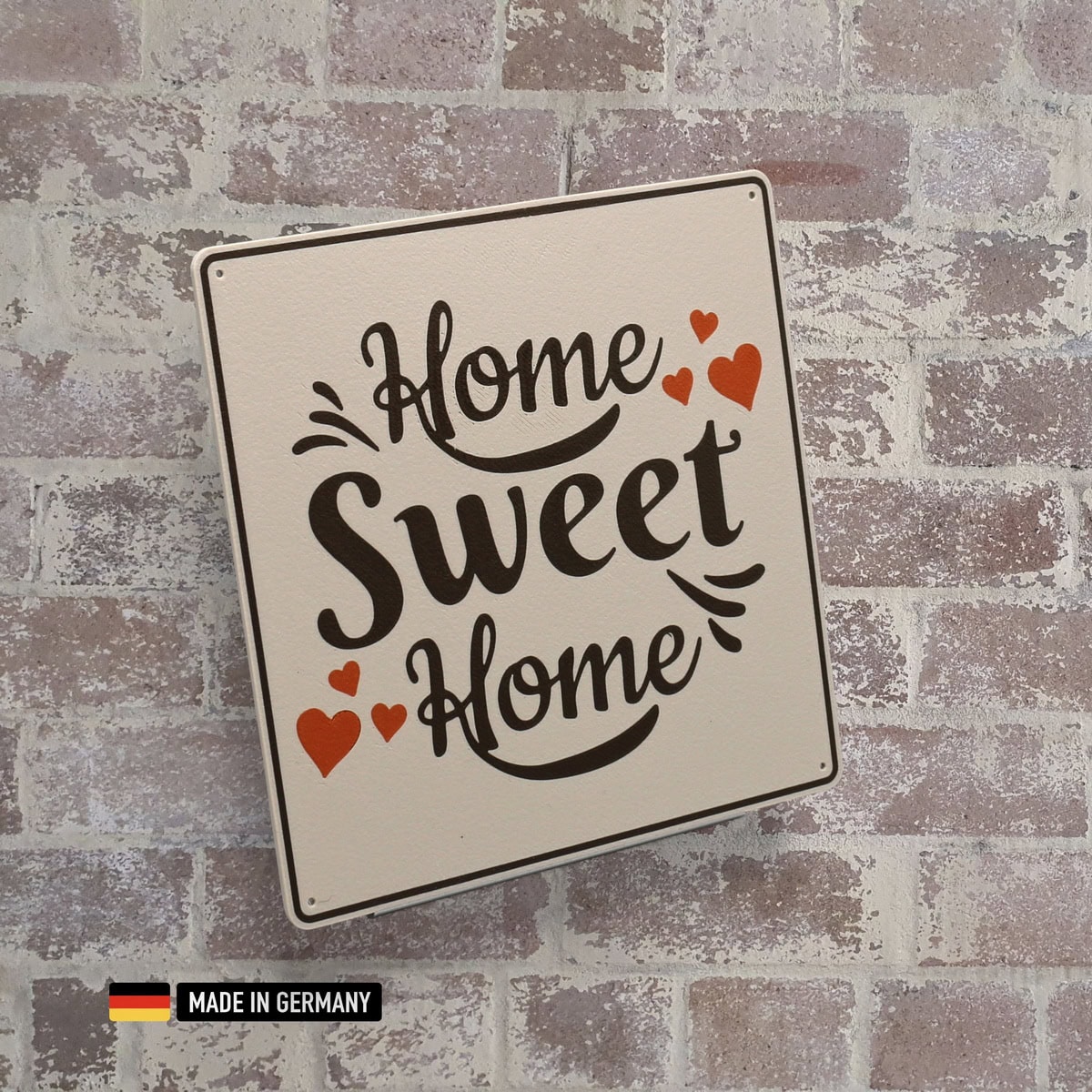 schild: home sweet home / dekoration kunststoff 150 x 150 x 2mm