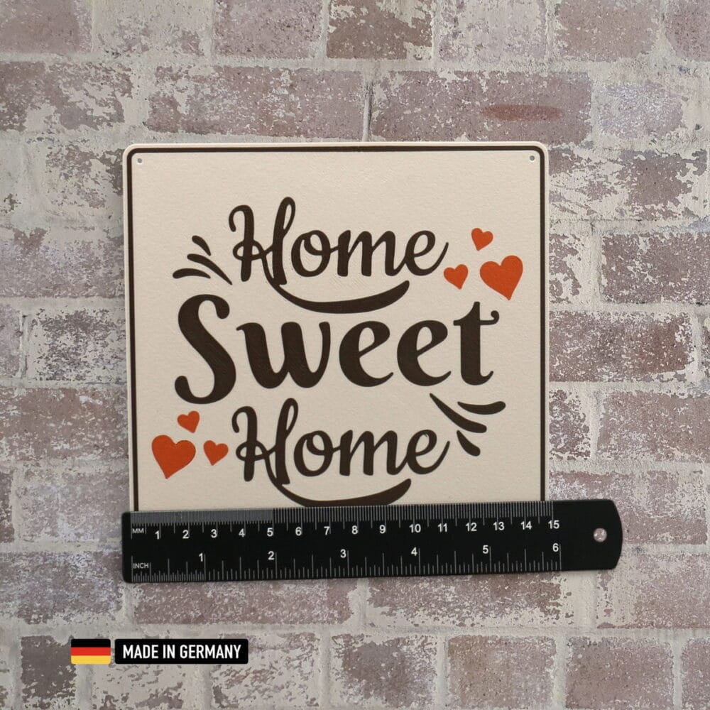 schild: home sweet home / dekoration kunststoff 150 x 150 x 2mm