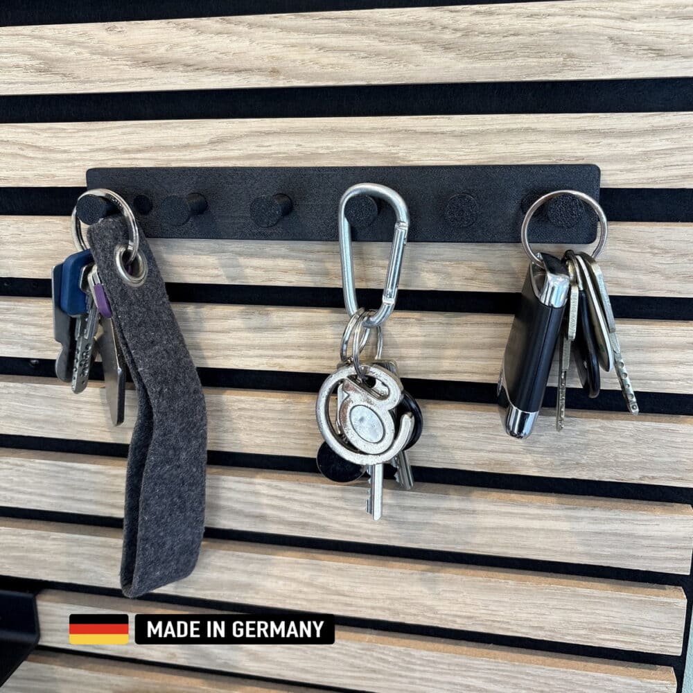 schlüsselbrett luis 6 fach für akustikpaneele 13mm / schlüsselleiste schlüsselhaken kohlefaserverstärkt