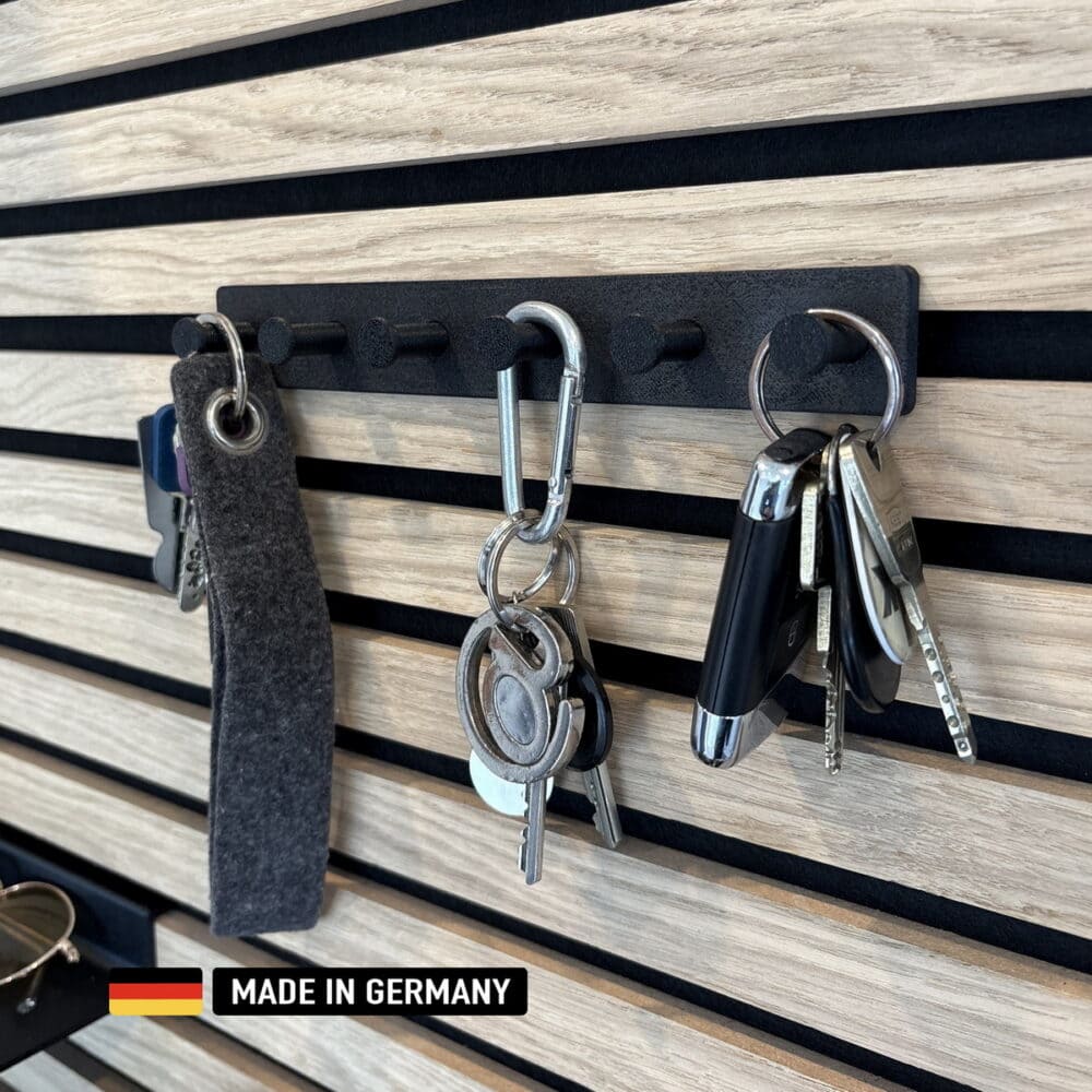 schlüsselbrett luis 6 fach für akustikpaneele 13mm / schlüsselleiste schlüsselhaken kohlefaserverstärkt