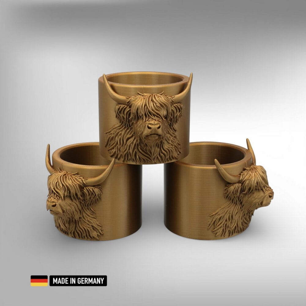 highland rind pflanzgefäß & stifthalter – metallic glanz dekoration aus kunststoff