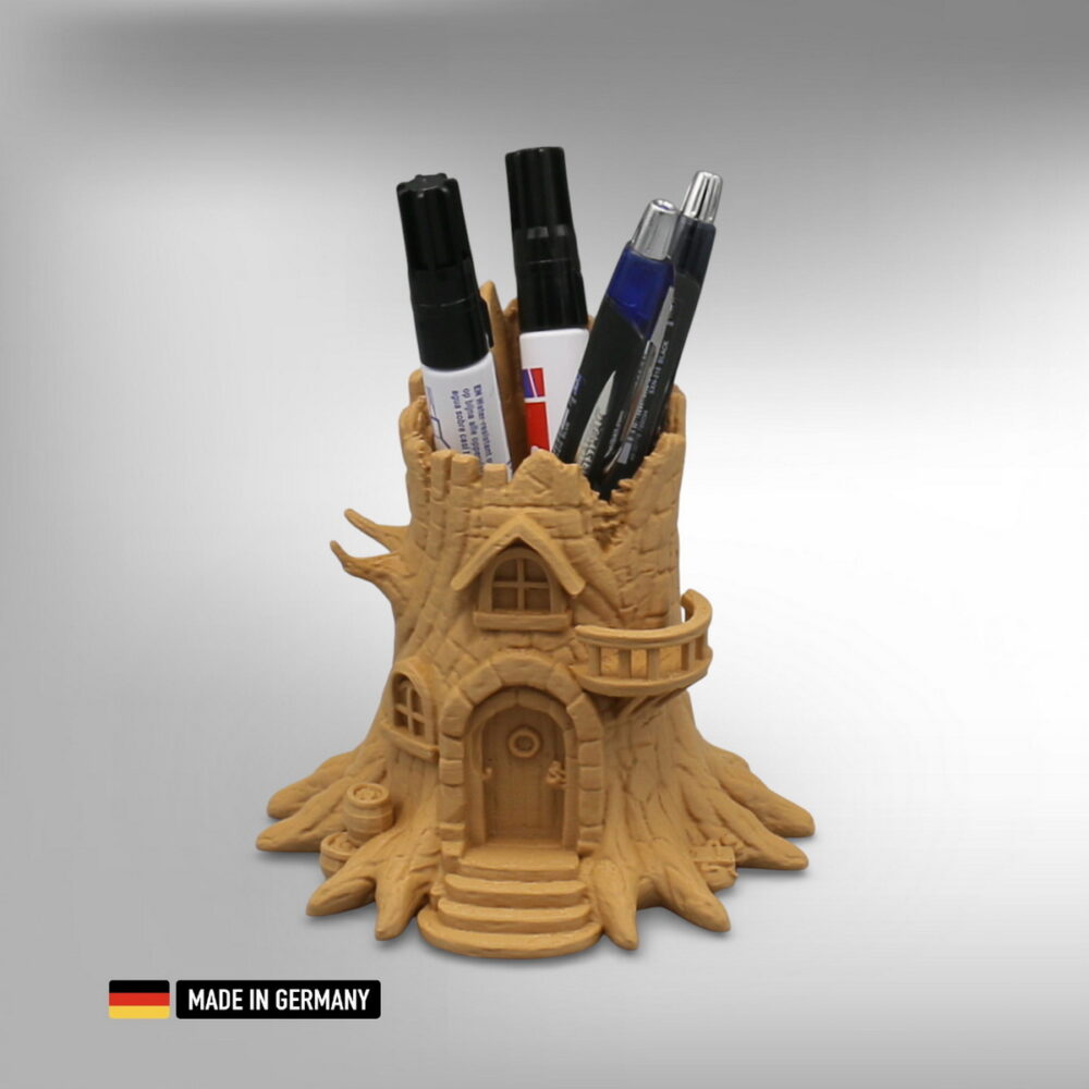 baumstumpf stiftehalter funktionale tischdekoration / baumhaus motiv