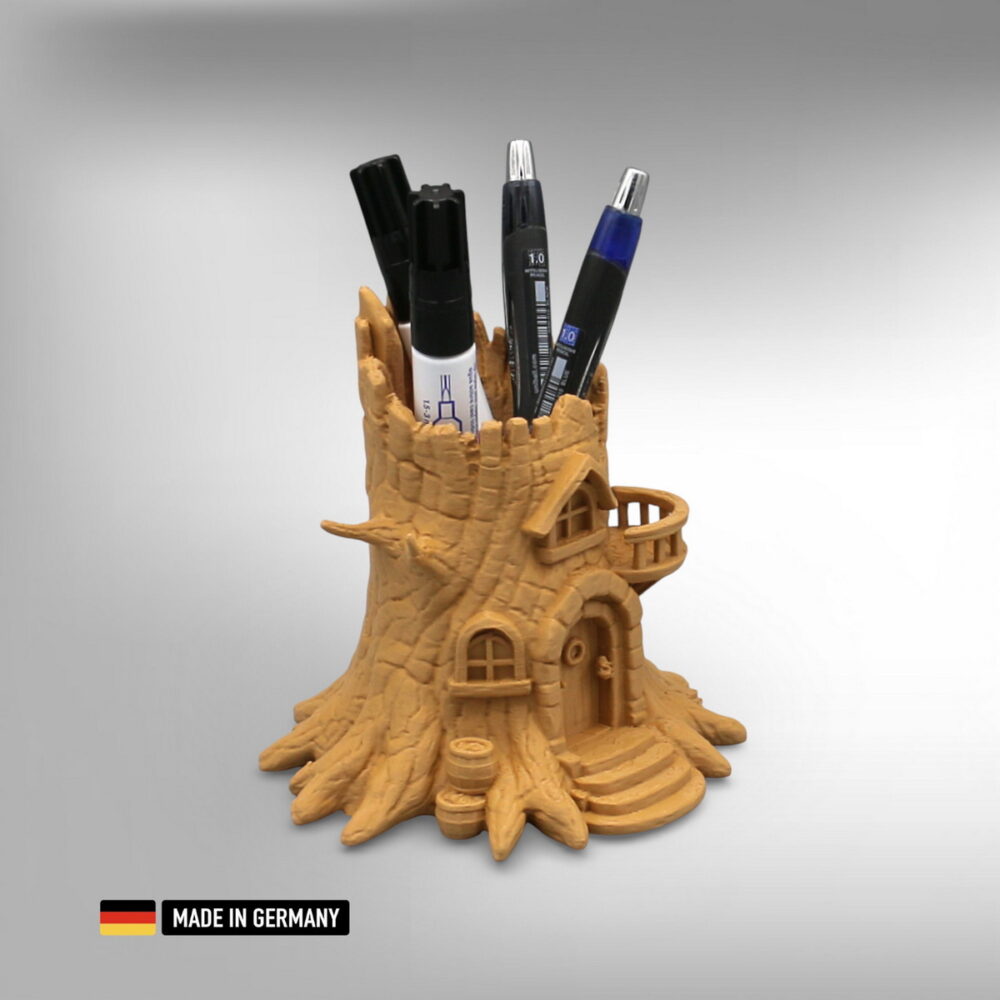 baumstumpf stiftehalter funktionale tischdekoration / baumhaus motiv