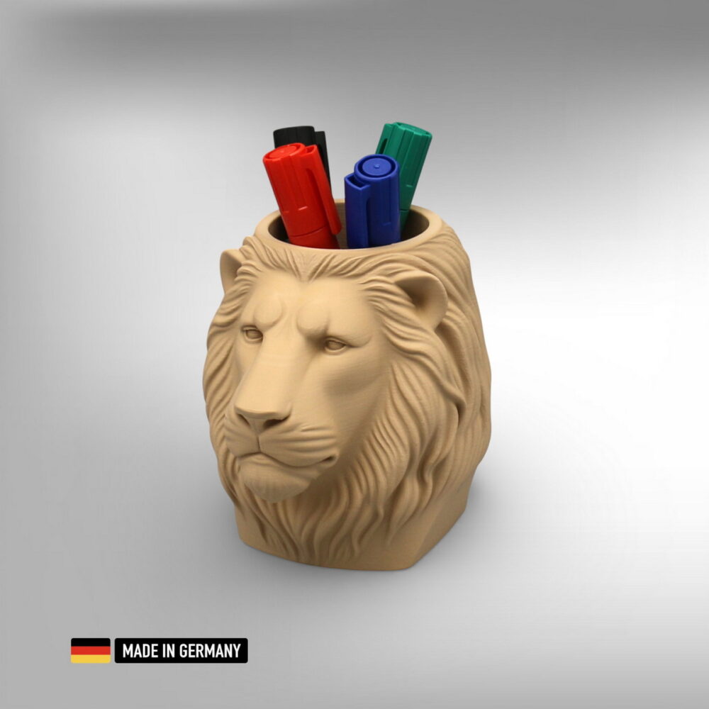 stiftehalter leo der löwe für schreibtisch, büro, zuhause, etc. majestätische stifthalter