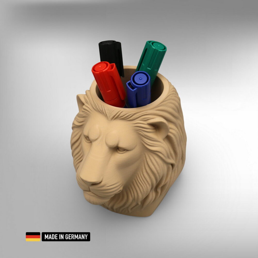 stiftehalter leo der löwe für schreibtisch, büro, zuhause, etc. majestätische stifthalter