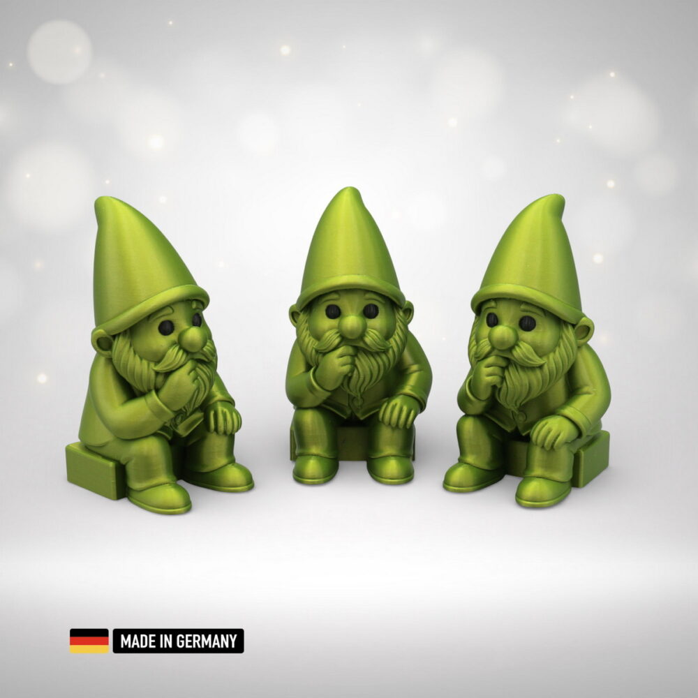 grübelzwerg gartenzwerg gnom moderne figur im metallic design