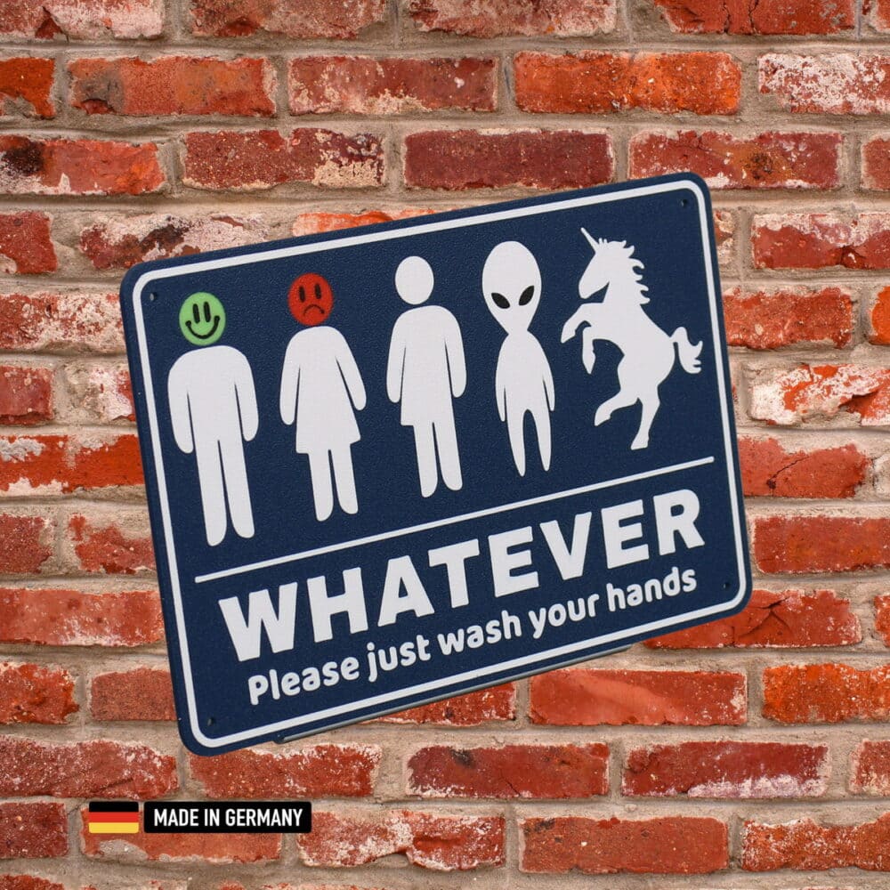 schild: toilettenschild divers, aliens, etc. / whatever wash your hands