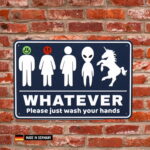 schild: toilettenschild divers, aliens, etc. / whatever wash your hands