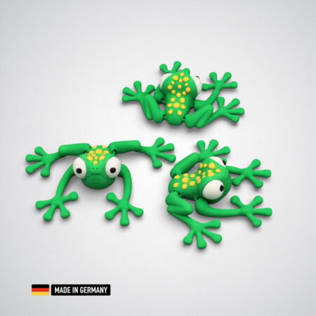 frosch figur grün mit gelben punkten und bewegliche gliedmaßen / dekorations tierfigur