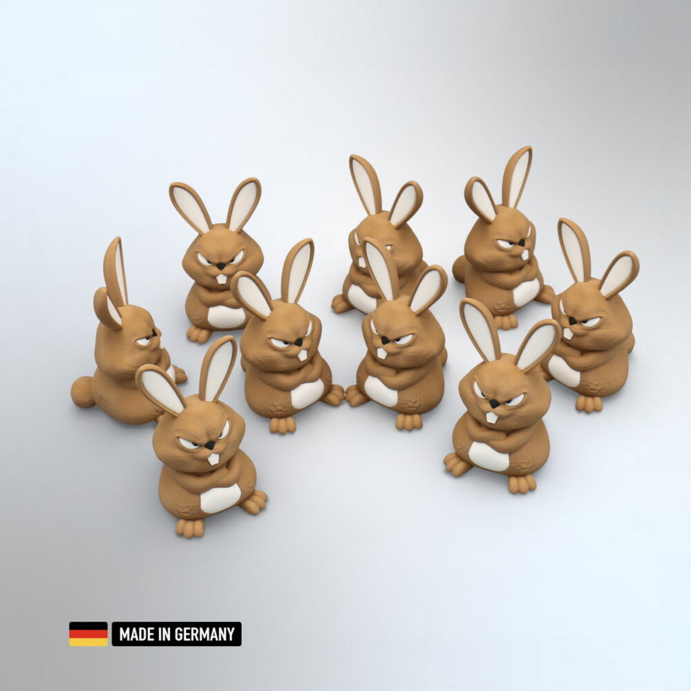 hase figur stehend mehrfarbige tierfigur mit markantem blick