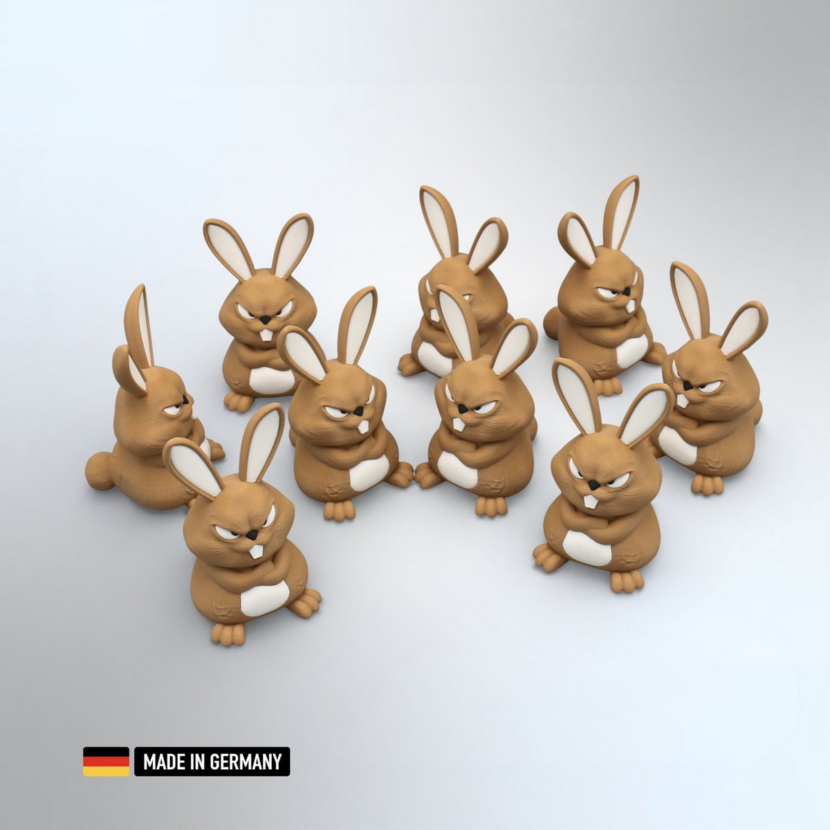 hase figur stehend mehrfarbige tierfigur mit markantem blick