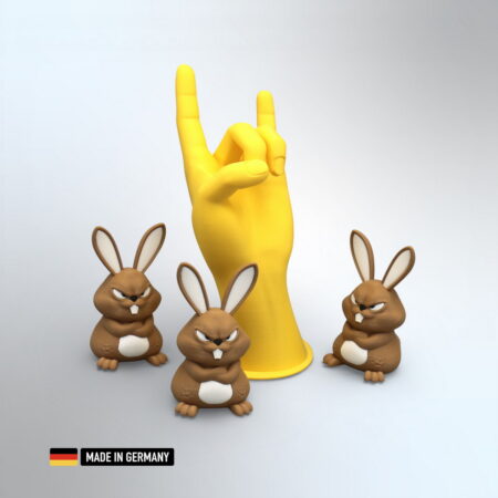 hase figur stehend mehrfarbige tierfigur mit markantem blick