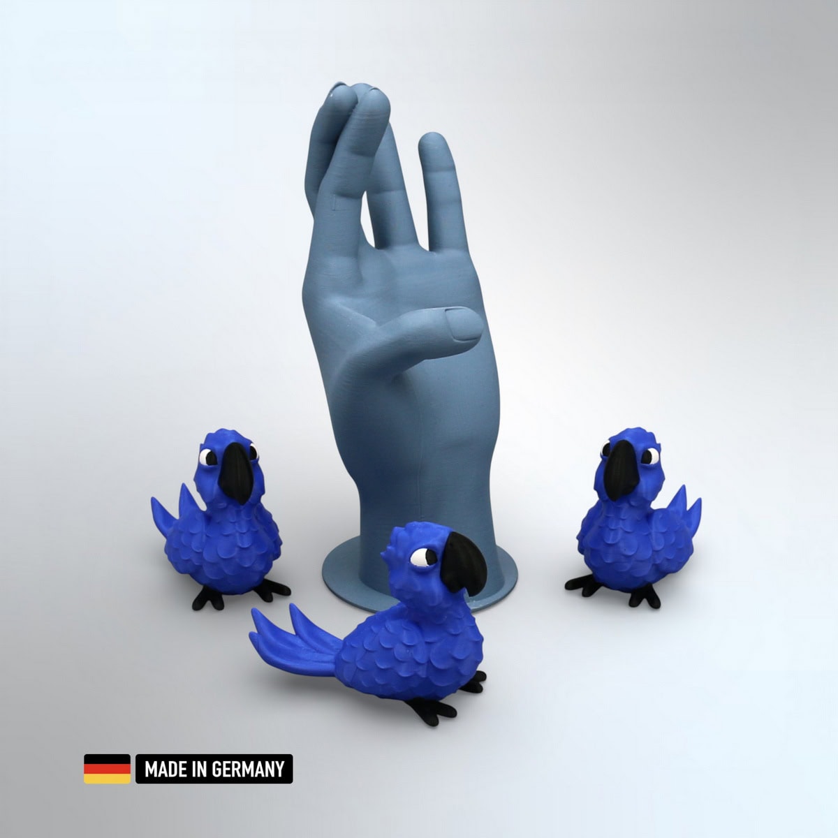 papagei figur blau mehrfarbig stehend, dekoration